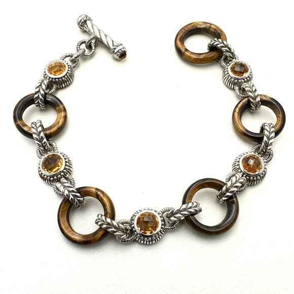 Judith Ripka Womens Bracelet Tiger Eye Citrine Sterling Silver 7 1/2 Inch - Picture 2 of 2